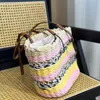 Stripe Straw Bag Stripe Women Beach Bag Basket Shop Tote Bags Women Shoulder Handbags Lady Totes Designer Luxury Holiday Beachs Purse Weave Pendant Large Capacity