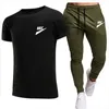 Tracksuits voor heren sweatshirt broek 2 -delige set casual sportkleding basketbal slijtage Springsummer nieuw sportkleding merkpak merk logo print