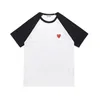 COM Men's T-shirts Grey Blue CDG Play Red Heart Embroidered Single Heart short Sleeve Embroidery Heart black Tee Women