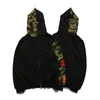 mens designer mens hoodies designer hoodie Shark femmes lumineuses pulls molletonnés lettres Camo sweat à capuche surdimensionné coton zip hoodies cardigan brodé