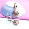 Dangle Earrings 585 Purple Gold Delicate Three-dimensional Hollow Flower For Women Classic 14K Rose Plated Ear Buckle Jewelry