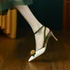 Dress Shoes Summer Women's Sandals 6.5Cm Stiletto Heels Comfortable Leather Material Exquisite Flower Decoration Pointed Toe Women Pumps