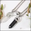 Kolye Kolye 2pcs/Set Lover Moda Altıgen Silindirik Kristal Kolye Sevgililer için Manyetik Kalp Taşı Mücevher Reiki Drop D DH3GJ