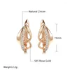 Boucles d'oreilles Zircon Clip pour femmes 585 or Rose brillant asymétrique incrustation élégante dame fête bijoux de mode