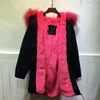 Femmes fourrure Faux Snack perles pêche rose véritable col de raton laveur Parka femmes manteau d'hiver à l'intérieur à capuche longue veste