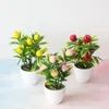 Decorative Flowers & Wreaths Artificial Peach Strawberry Tree Potted Home Garden Decor Plant Fruit Yard Fake Outdoor Bonsai Simulat L9