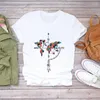 T-shirts femme Harajuku Streetwear femmes graphique haut col en o t-shirt femmes chemise à manches courtes rêve plume imprimé dame T-shirts