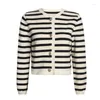 Women's Sweaters Casual O-neck Long Sleeve Striped Cardigan Femme 2023 Autumn Winter Korean Fashion Knitted Sweater Women Tops Clothes