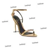 23S العلامة التجارية الأنيقة Tomfordsheel Sandals مصممة نساء أصابع أحذية مدبب قفل أجهزة الأحذية العارية والمرأة الرئيسية STI2711520