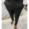 Pantalons pour hommes Mens Plaid Striped Office Formal Business Casual Suit Pantalon Mode Slim Fit Straight Long Streetwear