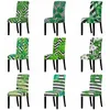 Pokrywa krzesła 4PCS Mleko jedwabny osłon zintegrowany elastyczne idylliczne rośliny stół stół i krzesła spandex dom
