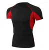 Camisetas masculinas de camisetas masculinas de camiseta curta masculinas esportes de fitness de fitness running trening estique roupas de secagem rápida