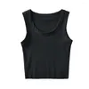 Women's Tanks Vintage Tank Tops Women Summer White Crop Top Sexy Casual Cropped Black Basic U Neck Ribbed Gray