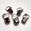 Pendentif Colliers FUWO Tourmaline Noire Avec Cuivre Antique Plaqué Naturel Pierre Semi Précieuse Rétro Bijoux En Gros PD376 5 Pcs