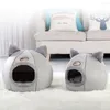 Camas de gato Cama de conforto fofo dobrável removível de estimação de filhote de gaiola de gaiola de inverno