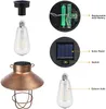 Lawn Lamps Hanging Solar LEDs Lights Lantern With Shepherd Hook Metal Waterproof For Pathway Garden Outdoor Retro Decoration