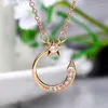 Pendant Necklaces Huitan Aesthetic Star Moon Necklace For Women Romantic Bridal Wedding Party Accessories Modern Design CZ Fashion Jewelry