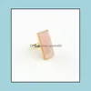 Clusterringen mode GOUD GOLD REC Pink Rose Quartz Crystal Geometric Natural Stone Ring For Women Sieraden Geschenkdruppel Levering DHHGO