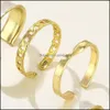 Dangle Chandelier Gold Womens Metal Rings Set for Women Girl 3pcs/lote de engajamento Golden liga Bohemian Geometry Knuckle Ring Jewel Dhy90