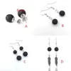 Charm Black Lava Stone Essential Oil Diffuser Charms Earrings Aromatherapy Jewelry Minimalist 6Mm 8Mm 10Mm Stones Diffusers Earring Dhy0E