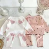 Kleidung Sets Kinder Baby Mädchen Kleidung Set Frühling Herbst Dot Print Pyjamas Für Kleinkinder Sleeper Tragen Outfits Anzüge