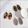 Charm Designer Hexagone Ovale Pu Cuir Charmes Boucles D'oreilles Serpent Granuleux Imprimé Léopard Boucle D'oreille Bijoux Drop Delivery Dhfva