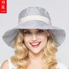 Wide Brim Hats Women Summer Cotton 2023 Floppy Bucket Hat Fashion UV Visors Girls Casual Beach Sunhat Blue Adjustable B-7361Wide Davi22