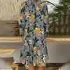 Casual Dresses Plus Size Dress Women Fashion Buttons V Neck Long Sleeve Summer Loose Floral Print Short Mini Beachqdt2