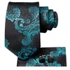 Bow Ties Paisley Teal Green Silk Tie For Men Handky Cufflink Gift Mens Slipsa Fashion Business Party Wedding Dropshiping Hi-Tie Designer