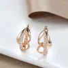 Boucles d'oreilles Zircon Clip pour femmes 585 or Rose brillant asymétrique incrustation élégante dame fête bijoux de mode