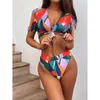 Roupa de banho feminina imprimida Biquinis sexy 3 peças ternos femininos maiô 2023 biquíni de verão preenchimento de banho femme boho b261w