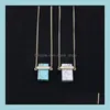 Pendant Necklaces Fashion Rec Natural Stone Gold Plated Blue Pink Quartz Turquoise Necklace Long Sweater For Women Jewelry Gift Drop Dhuxn