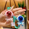 Ruimte Astronaut Key Chain Hanger PVC Resin Pink Blue Acryl Key Ring Planet Anti Lost Backpack Accessoires Sieraden Groothandel