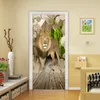 Fonds d'écran 3D Papier Peint Moderne Simple Brique Animal Lion Po Peintures Murales Salon Enfant Chambre Porte Autocollant Creative PVC Étanche Décor