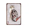 Japanse Samurai Kat Poster Tattoo Kat Metalen Schilderij Huisdier Teken Metalen Dier Tin Teken Vintage Platen Voor Wall Art Retro Home Decor gepersonaliseerde Schilderij 30X20CM w01