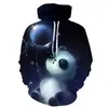 Felpe con cappuccio da uomo Cute Panda Elements e Blue Flame stampa 3D Hip-hop Casual con cappuccio Stampa divertente Formato asiatico S-6XL