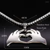 Pendant Necklaces Friends Gift Gesture Hand Love Heart Stainless Steel & Pendants For Women Silver Color Necklace Jewelry Bijoux