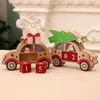 Decoraciones navideñas Calendario perpetuo brillante de madera Decoración con forma de coche de dibujos animados Suministros festivos para fiestas- Ztou