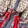 Wiosenna nowa sukienka vintage nadrukowana bąbelkowa Smukła sukienka w stylu świątecznym w stylu francuskim celebrytka owinięta biodra spódnica