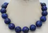 Cadeias Moda de 16 mm de 16 mm Round Blue Egyptian Lapis Lazule Colares 18 "36" 1 1