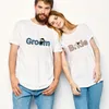 Men's T Shirts Summer Couples T-Shirt Bride Groom Print Casual O-Neck Lovers Top Women Clothes Short Sleeve Tee Shirt