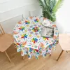 طاولة قطعة قماش ملونة زهرة مكسيكية مائدة مائدة مستديرة الغطاء بوليستر قابلة للغسل لمطبخ حفلة ديكور طعام نزهة