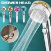 Bathroom Shower Heads Rainfall Shower Head Water Saving Flow 360 Degrees Rotating With Small Fan ABS Rain High Pressure Bathroom Massage Spray Nozzle J230303