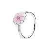 Anello Pandora da donna in argento 925 Anello originale con corona a cuore Anelli di moda in oro rosa Fiore di pesca Ginkgo Zircone chiaro CZ