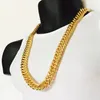 Mens Miami Cuban Link Curb Chain 14k Real Yellow Solid Gold GF Hip Hop 11MM Thick Chain JayZ Epacket 3050