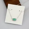 Hangertjes kettingen Ketting Lichtgroen Nieuwe Edelsteen Glas Steen Echt 18K Verguld Hangers Deel Glitter Sieraden Letter Cadeau Met gratis stofzak