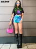 Skirts XIKTOP Shiny Leather Skirt Women Sexy High Waist Stretchy Streetwear Fashion Pockets Y2K All Matching Party Club Hip 230303