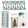 Julekorationer 100 st trädprydnader krokar dockan jultomten claus hänge plastgrönt år Xmas hem hängande leveranser