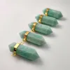 Pendentif Colliers Fuwo Naturel Amazonite Double Point À La Main À Facettes Guérison Cristal Collier Accessoires Pour La Fabrication De Bijoux PD453 5 pièces