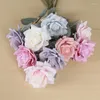 Decoratieve bloemen 10 stks 6 kleur roze kunstmatige bloemtak bruiloft boeket diy muur krans flores zijden nep voor huisdecoratie